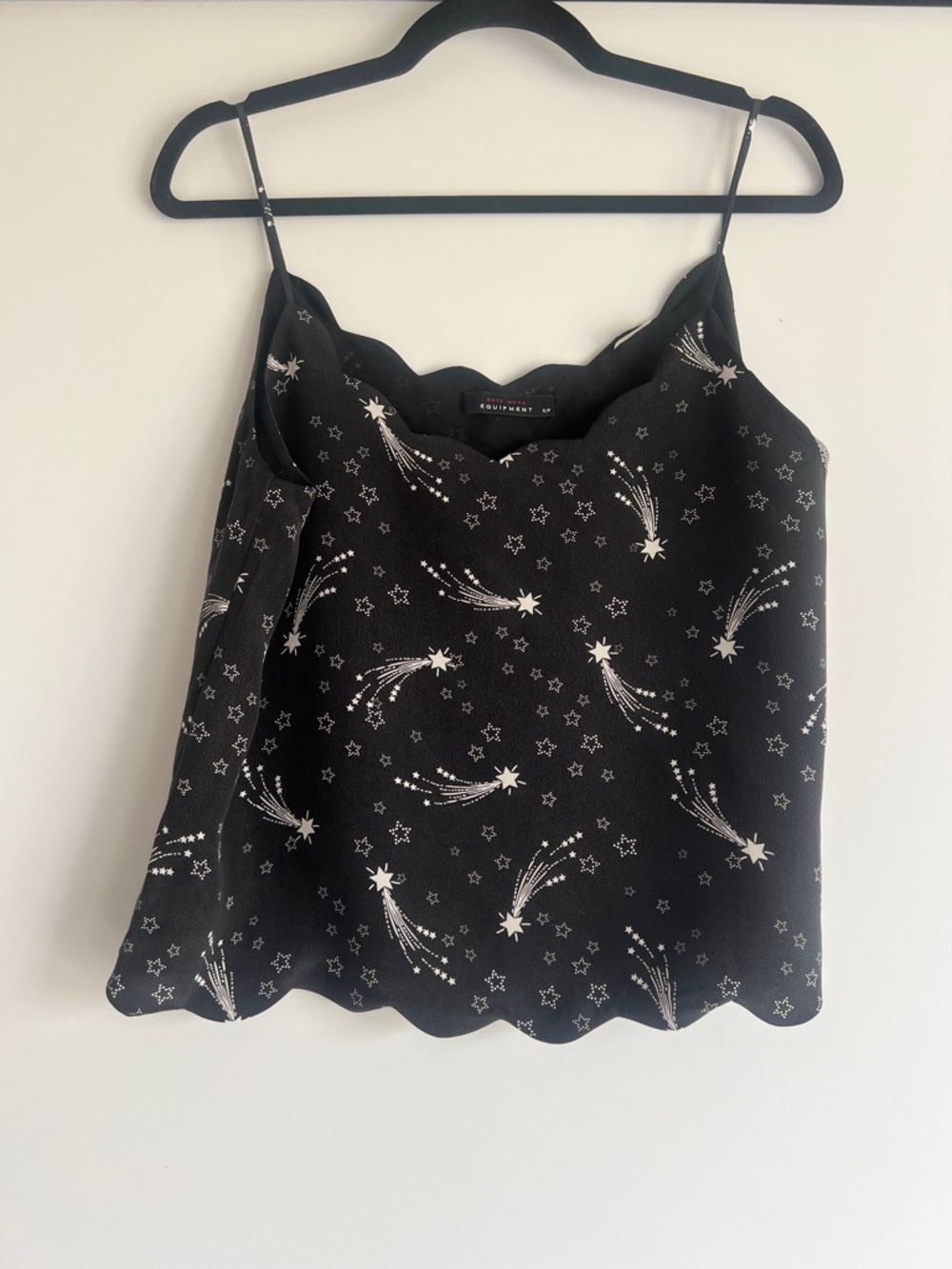 Equipment x Kate Moss Capsule Black Scalloped Star & Comet Print Silk Cami Small